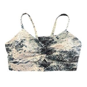 Fabletics Snakeskin Sports Bra, White, Teal, Black, Women's Size Large